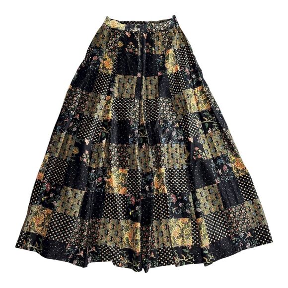 Vintage Century of Boston Union Made Velvet Boho Floral Patchwork Pattern Skirt - Picture 9 of 10